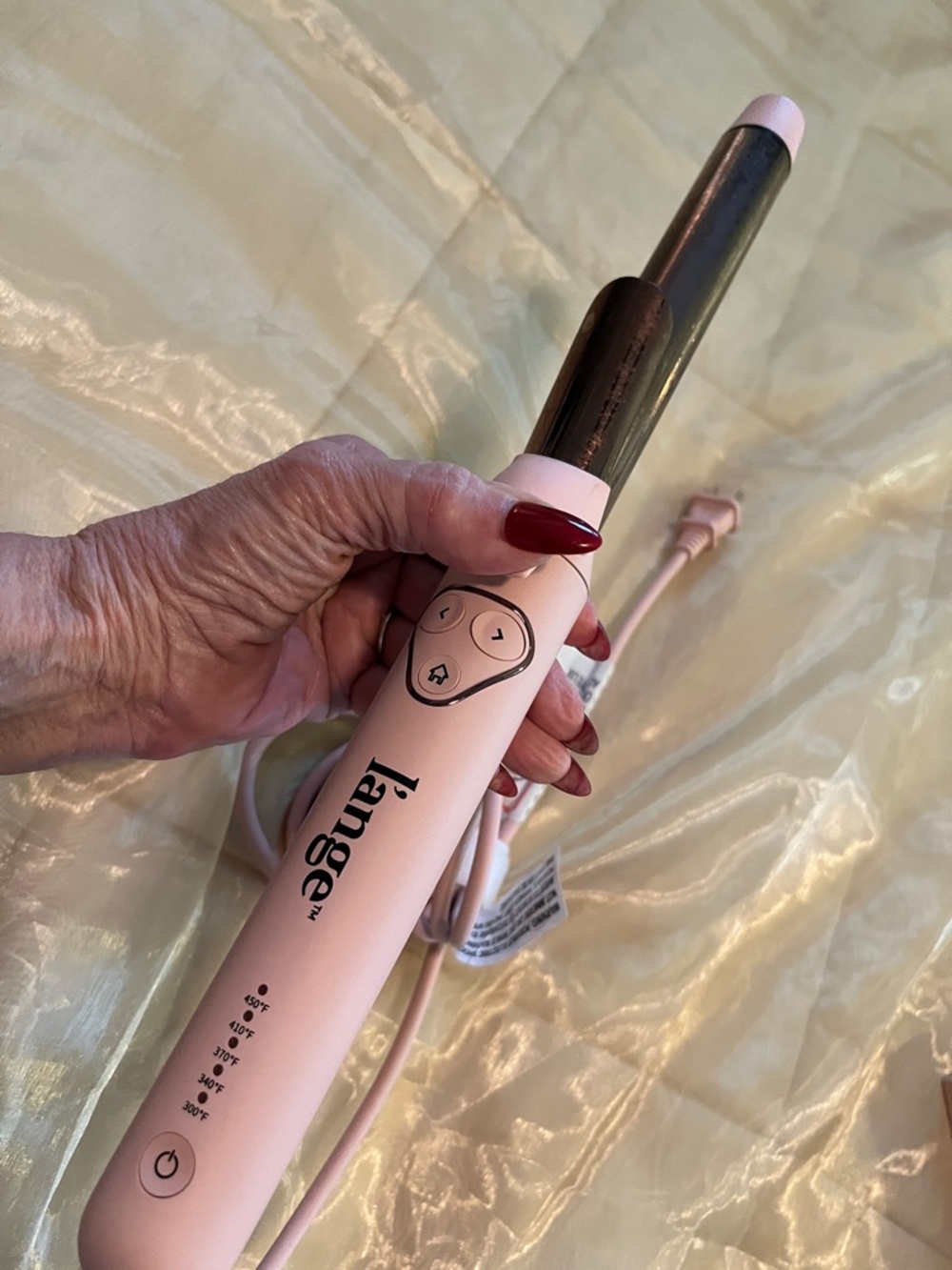 L’ange Curling Iron 25MM Titanium Rotating Curling Iron, Blush - Picture 4 of 11